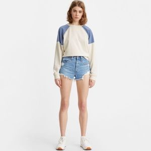 Levi's Blue Distressed Jean Shorts